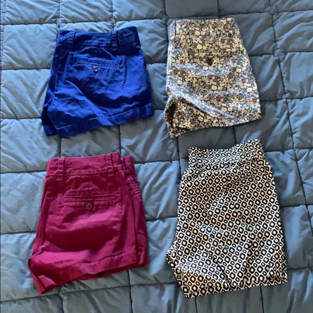 J. Crew Royal Blue, Fuchsia, Black & White Printed Women’s Shorts Lot